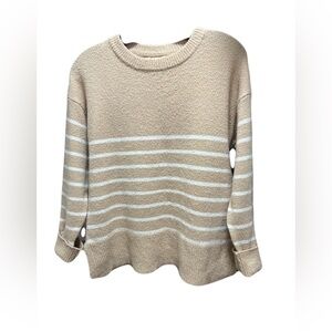 Beigh and White Striped Sweater